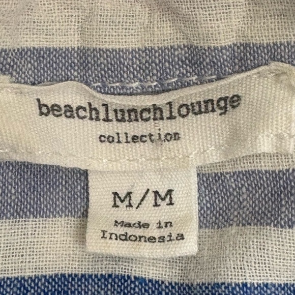 Beach Lunch Lounge Linen Blend Striped Multicolor Tie Front Shirt Size Medium - Picture 7 of 8
